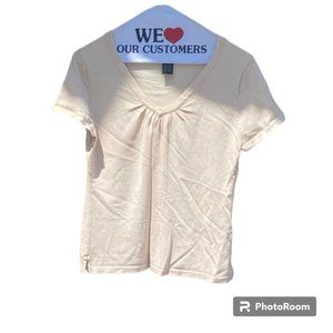For the Republic Women's cream V neck cap sleeve top sz M